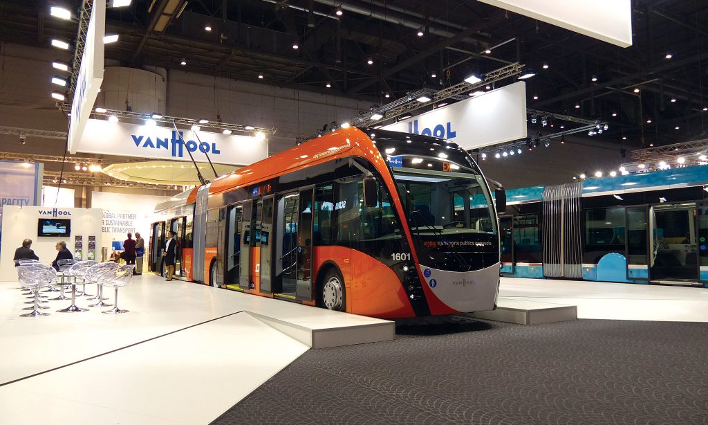 A Van Hool Exqui.City articulated trolleybus for Geneva.