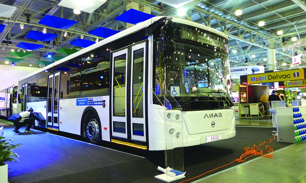 A LiAZ low-floor city bus with Western European driveline.