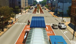 Rendering of BRT along Ashland Avenue on Chicago’s west side.
