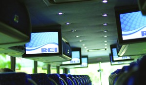 REI provides A/V entertainment on the Van Hool CX.