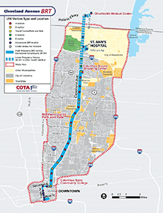 COTA began working on BRT/Enhanced Bus Service In 2010 to Cleveland Avenue, one of Columbus’ busiest corridors.