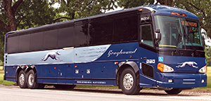 Greyhound converted two buses, one MCI and one Prevost, into mobile museums, simultaneously moving across the United States and visiting nearly 40 cities.