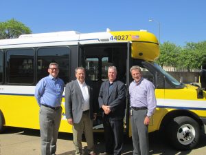Pictured Left to Right: R.K. (Rocky) Rogers, Assistant Vice President of Technical Services - Dallas Area Rapid Transit Don Roberts, President & CEO - ARBOC Specialty Vehicles LLC Ryan Frost, General Manager - Creative Bus Sales in Texas Michael C. Hubbell, Vice President of Maintenance - Dallas Dart