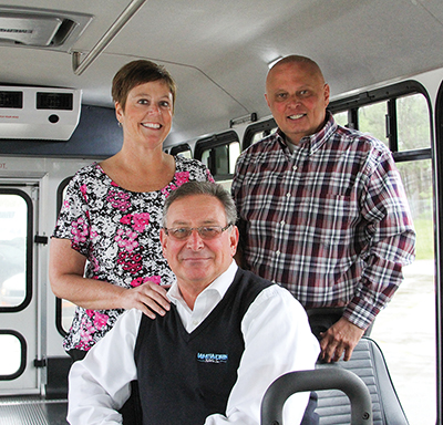 Clockwise from left: Lisa Aulick, director of accessible services for Access; Mike Roth, district manager of MV Transportation; Kevin Whitworth, president and CEO of Whitworth Bus Sales.