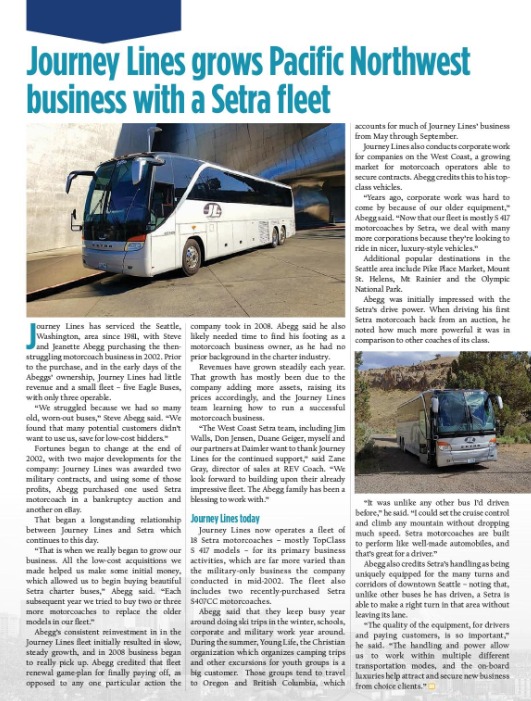Journey Lines grows Pacific Northwest business with Setra fleet