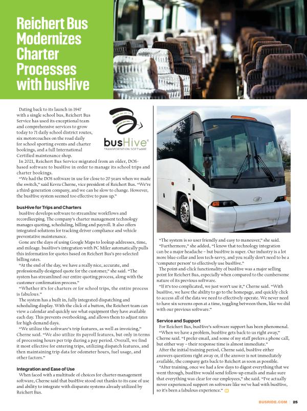 Reichert Bus Modernizes Charter Processes with busHive